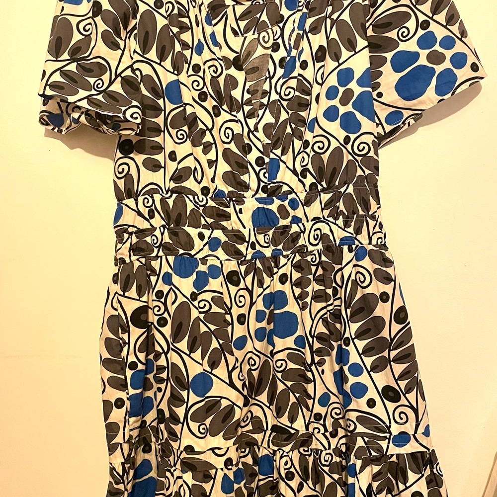 New Anthropologie Somerset dress- Small, 100% cotton, Blue & White print